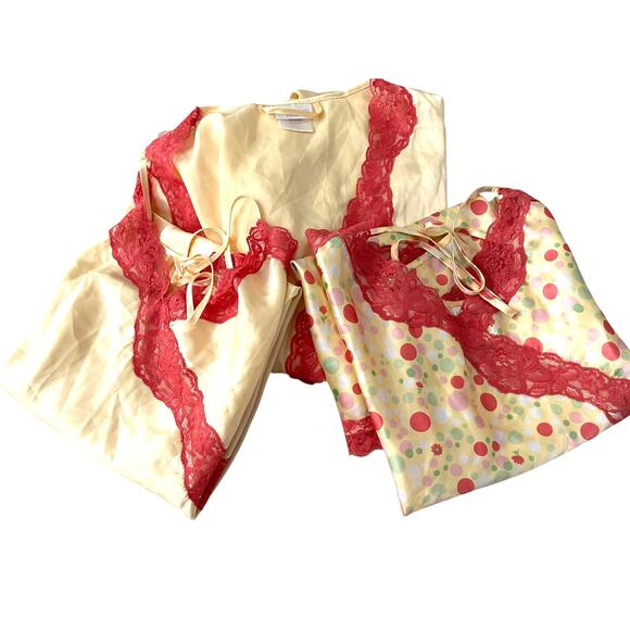 3-PC LINGERIE SET- ROBE & 2 CAMI'S, WOMENS, 2X (18W/20W), YELLOW HOT PINK GREEN - Picture 1 of 12